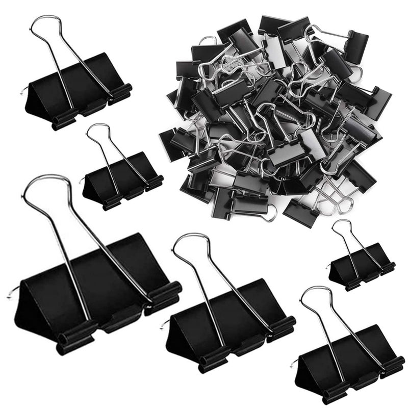 KAKAMINA Binder Clips Paper Clamps 300 Pack Assorted Sizes (Black)  Jumbo  Large  Medium  Small  Mini and Micro 6 Sizes for Office  School and Home - Image 1